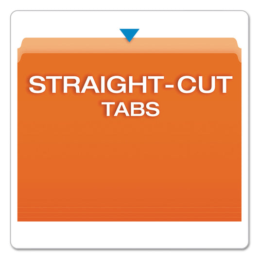 Pendaflex Colored File Folders, Straight Tabs, Letter Size, Orange/Light Orange, 100/Box (152ORA)