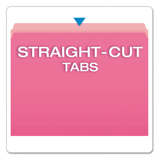 Pendaflex Colored File Folders, Straight Tabs, Letter Size, Pink/Light Pink, 100/Box (152PIN)