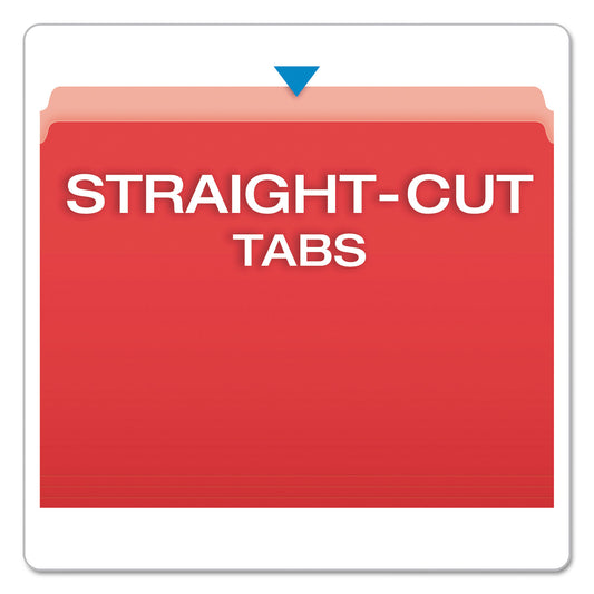 Pendaflex Colored File Folders, Straight Tabs, Letter Size, Red/Light Red, 100/Box (152RED)