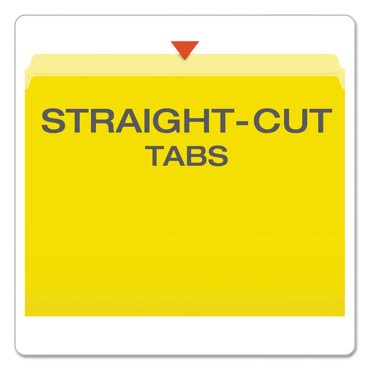 Pendaflex Colored File Folders, Straight Tabs, Letter Size, Yellow/Light Yellow, 100/Box (152YEL)