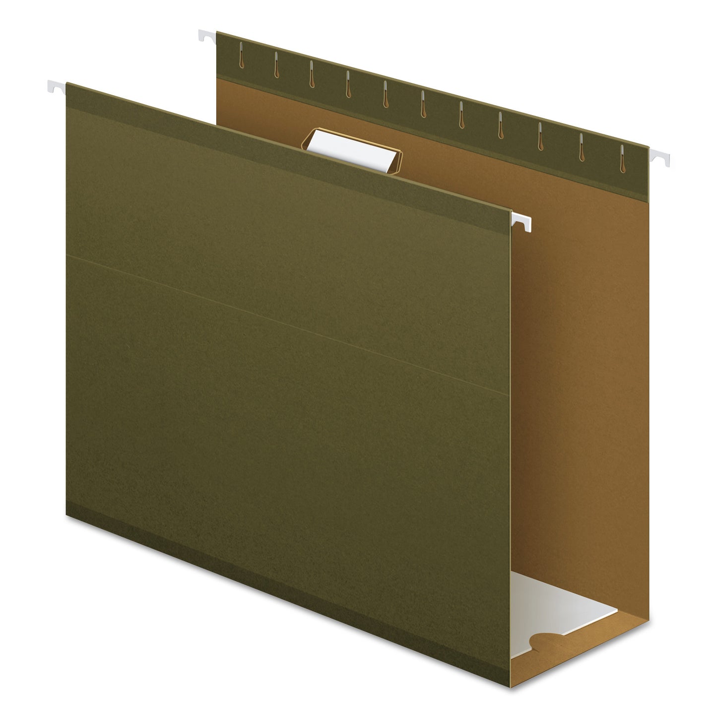 Pendaflex Extra Capacity Reinforced Hanging File Folders with Box Bottom, 4" Capacity, Letter Size, 1/5-Cut Tabs, Green, 25/Box (4152X4)