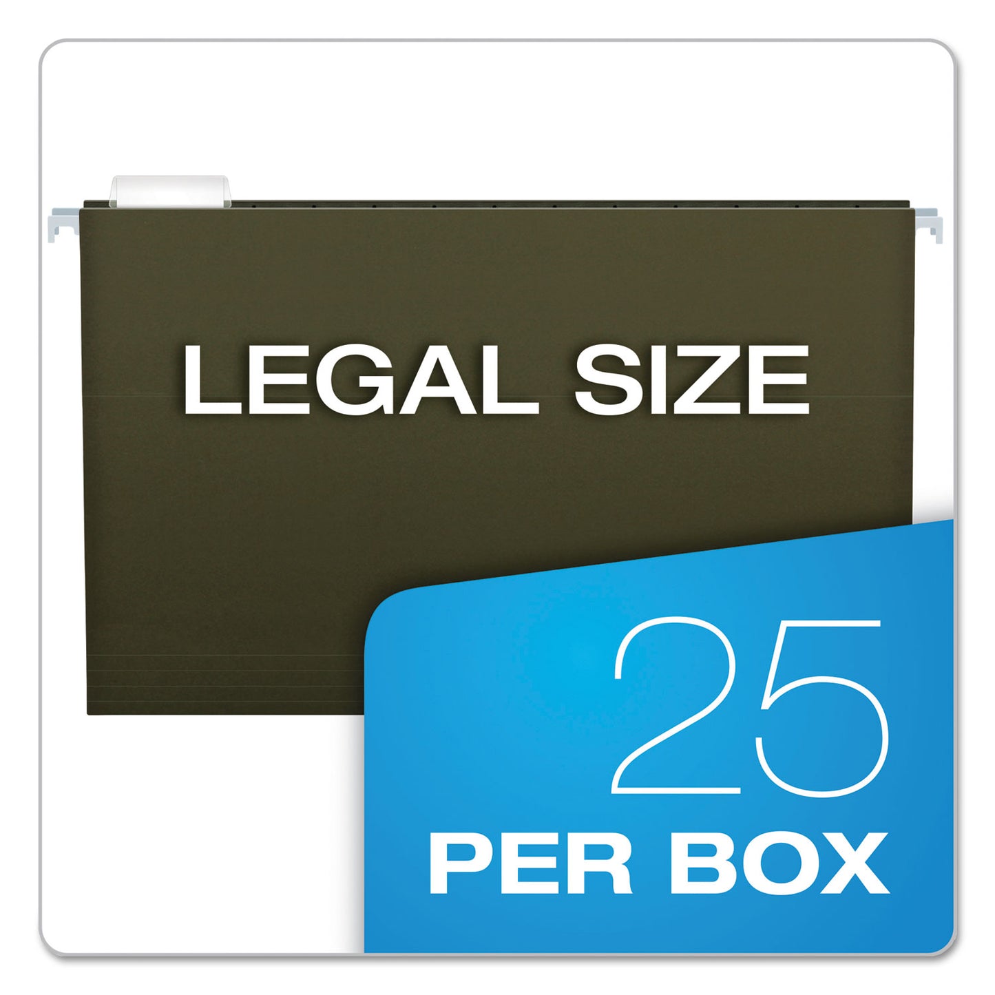 Pendaflex Extra Capacity Reinforced Hanging File Folders with Box Bottom, 1" Capacity, Legal Size, 1/5-Cut Tabs, Green, 25/Box (4153X1)