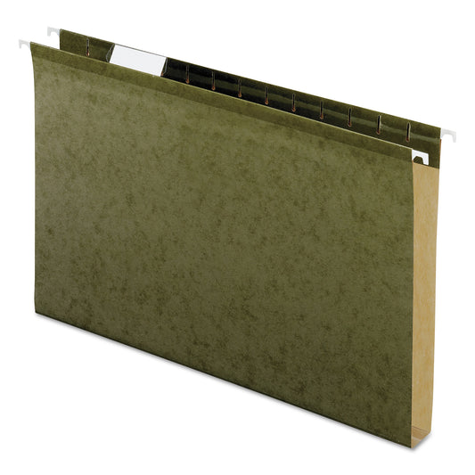 Pendaflex Extra Capacity Reinforced Hanging File Folders with Box Bottom, 1" Capacity, Legal Size, 1/5-Cut Tabs, Green, 25/Box (4153X1)