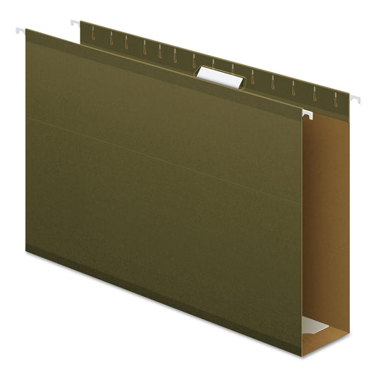 Pendaflex Extra Capacity Reinforced Hanging File Folders with Box Bottom, 3" Capacity, Legal Size, 1/5-Cut Tabs, Green, 25/Box (4153X3)