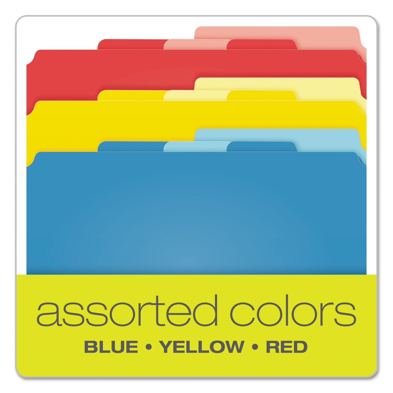 Pendaflex Divide It Up File Folder, 1/2-Cut Tabs: Assorted, Letter Size, 0.75" Expansion, Assorted Colors, 12/Pack (10773)