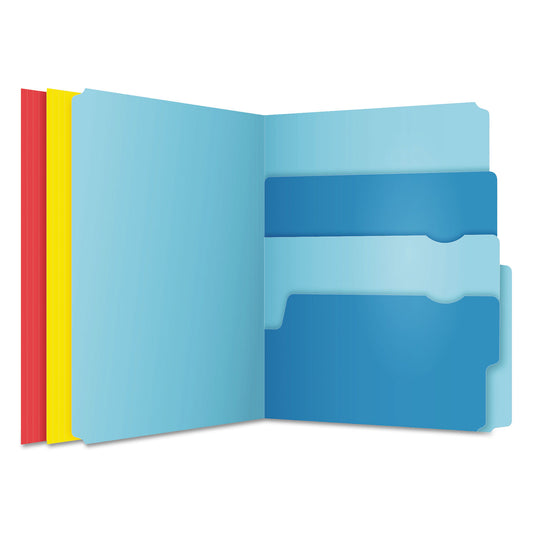 Pendaflex Divide It Up File Folder, 1/2-Cut Tabs: Assorted, Letter Size, 0.75" Expansion, Assorted Colors, 12/Pack (10773)