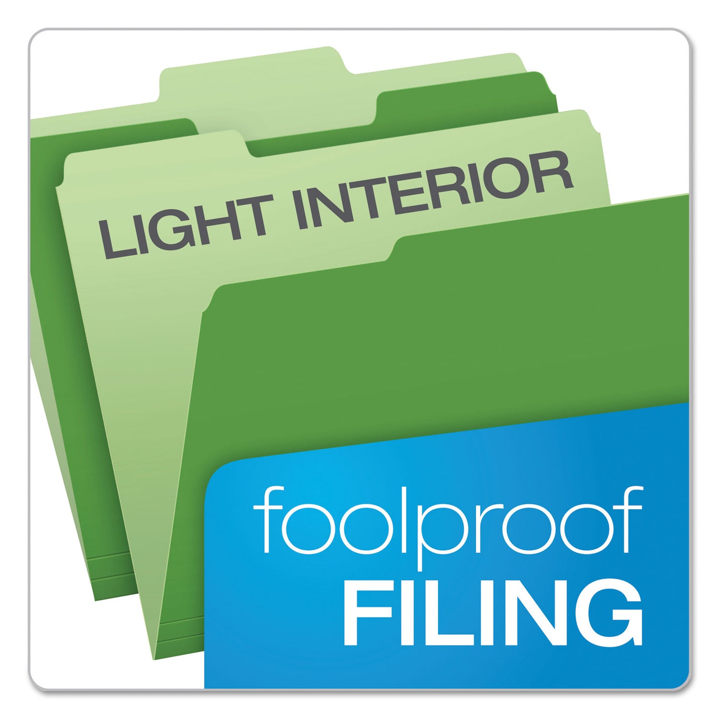 Pendaflex Colored File Folders, 1/3-Cut Tabs: Assorted, Letter Size, Green/Light Green, 100/Box (15213BGR)