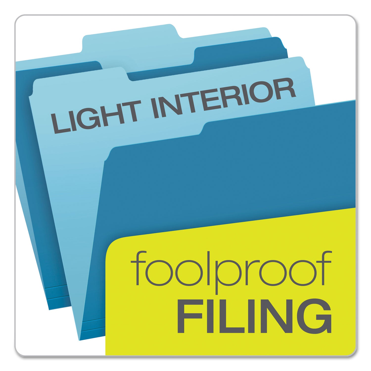 Pendaflex Colored File Folders, 1/3-Cut Tabs: Assorted, Letter Size, Blue/Light Blue, 100/Box (15213BLU)