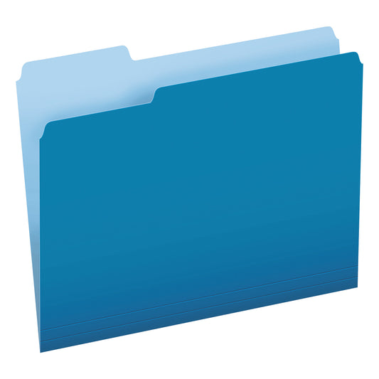 Pendaflex Colored File Folders, 1/3-Cut Tabs: Assorted, Letter Size, Blue/Light Blue, 100/Box (15213BLU)