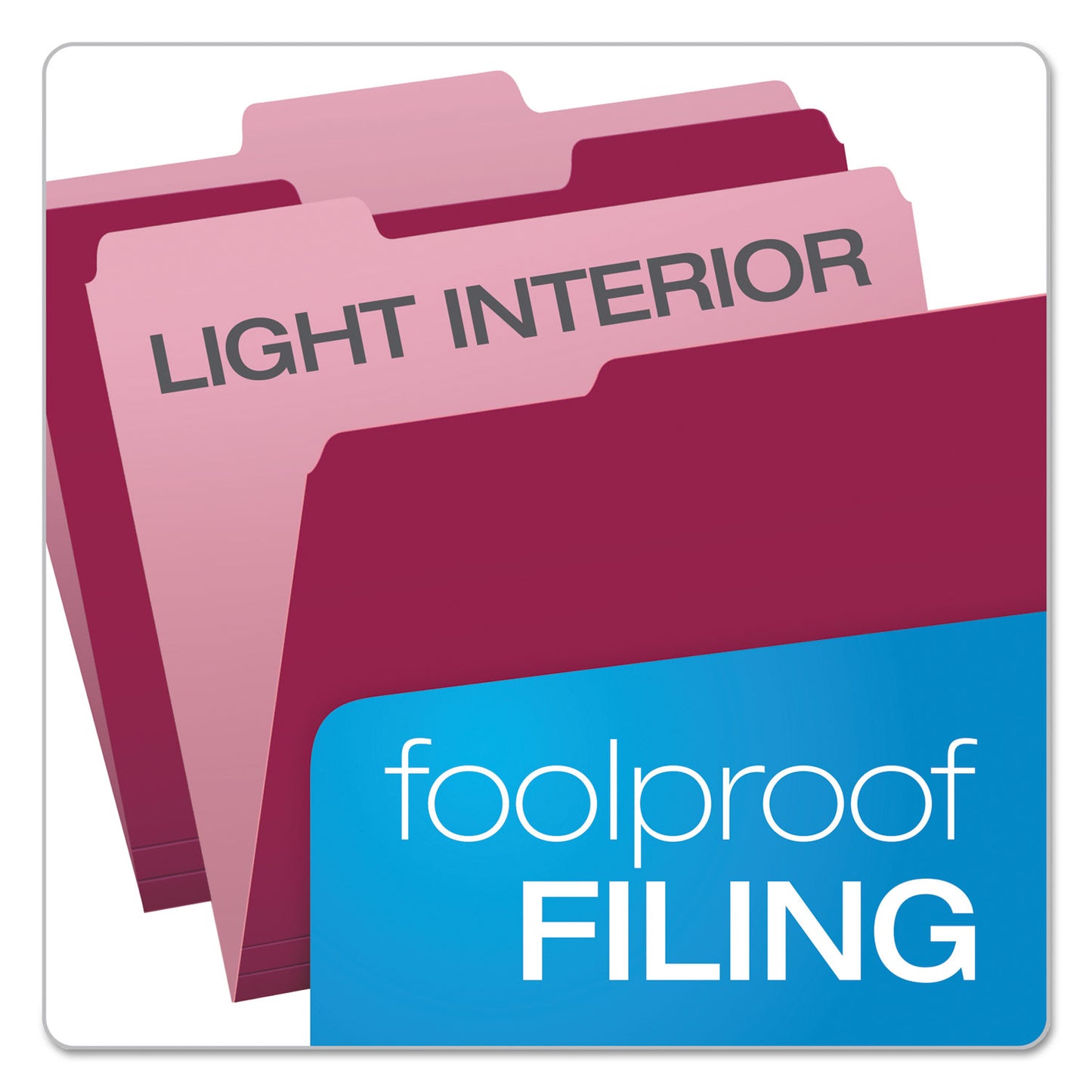 Pendaflex Colored File Folders, 1/3-Cut Tabs: Assorted, Letter Size, Burgundy/Light Burgundy, 100/Box (15213BUR)