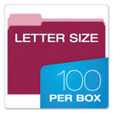 Pendaflex Colored File Folders, 1/3-Cut Tabs: Assorted, Letter Size, Burgundy/Light Burgundy, 100/Box (15213BUR)