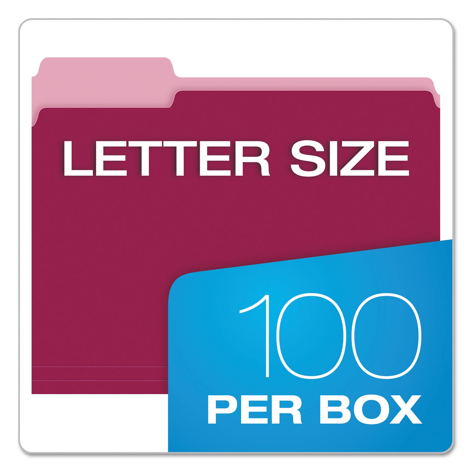 Pendaflex Colored File Folders, 1/3-Cut Tabs: Assorted, Letter Size, Burgundy/Light Burgundy, 100/Box (15213BUR)