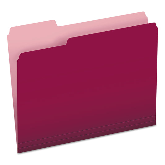 Pendaflex Colored File Folders, 1/3-Cut Tabs: Assorted, Letter Size, Burgundy/Light Burgundy, 100/Box (15213BUR)