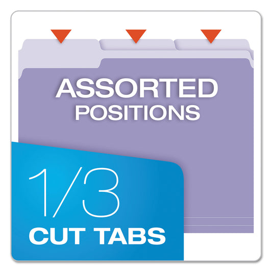 Pendaflex Colored File Folders, 1/3-Cut Tabs: Assorted, Letter Size, Lavender/Light Lavender, 100/Box (15213LAV)