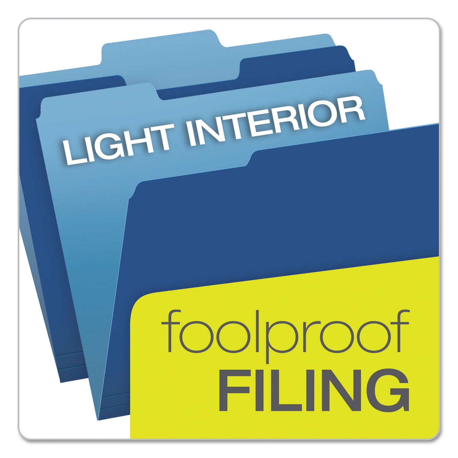 Pendaflex Colored File Folders, 1/3-Cut Tabs: Assorted, Letter Size, Navy Blue/Light Blue, 100/Box (15213NAV)