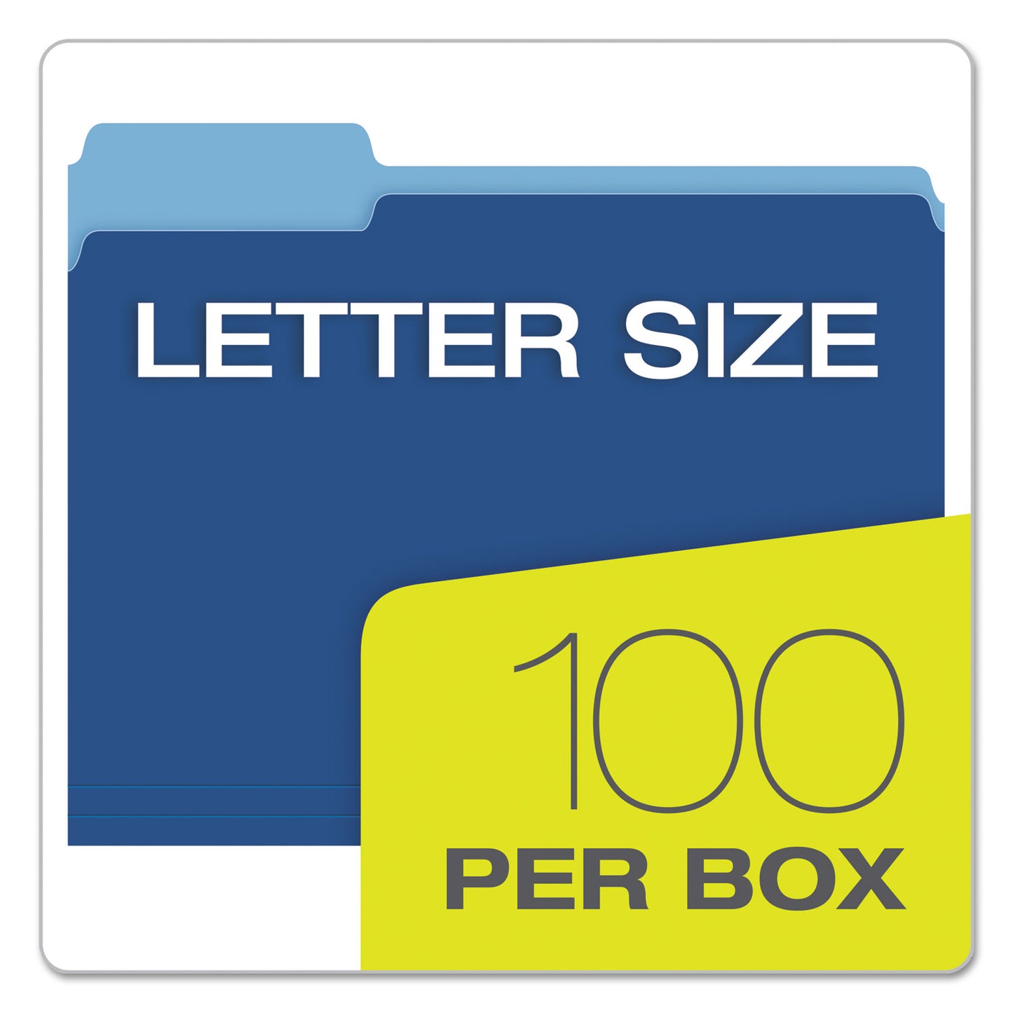 Pendaflex Colored File Folders, 1/3-Cut Tabs: Assorted, Letter Size, Navy Blue/Light Blue, 100/Box (15213NAV)