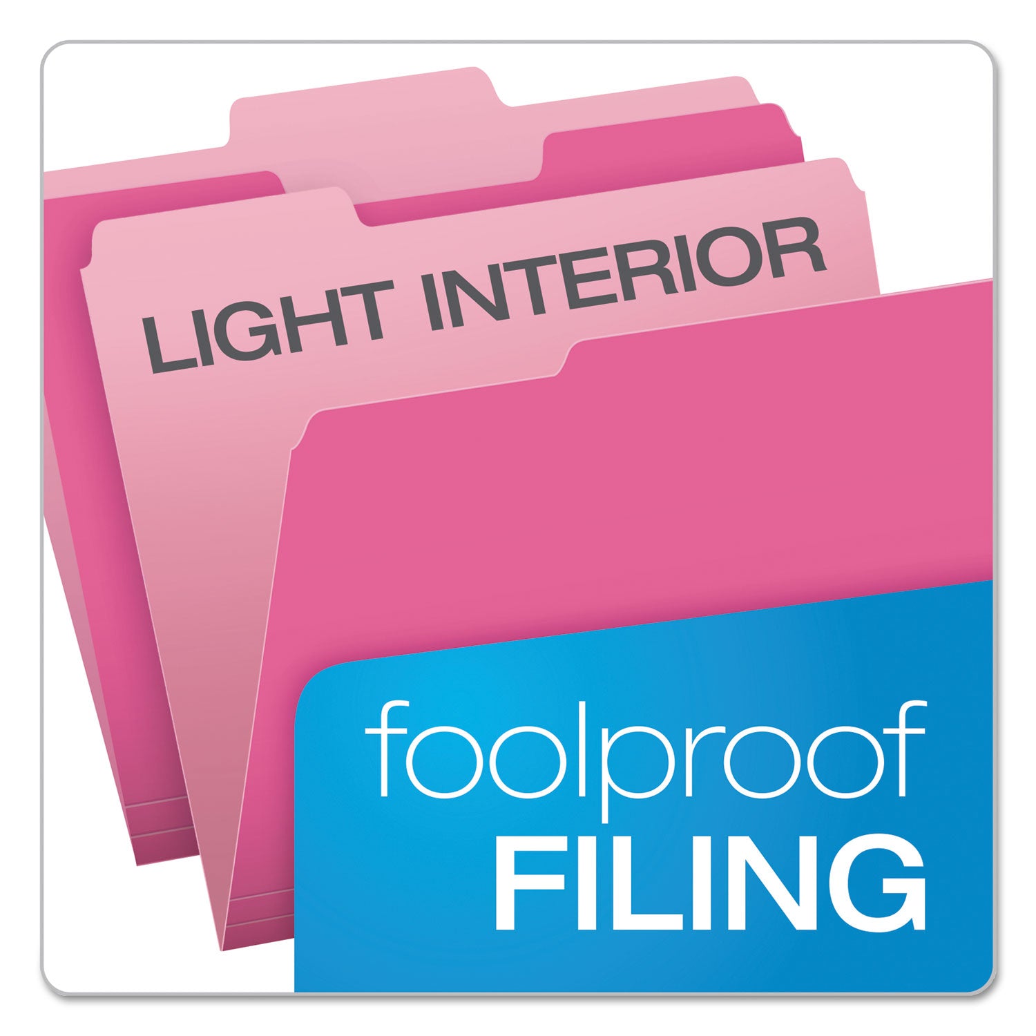 Pendaflex Colored File Folders, 1/3-Cut Tabs: Assorted, Letter Size, Pink/Light Pink, 100/Box (15213PIN)