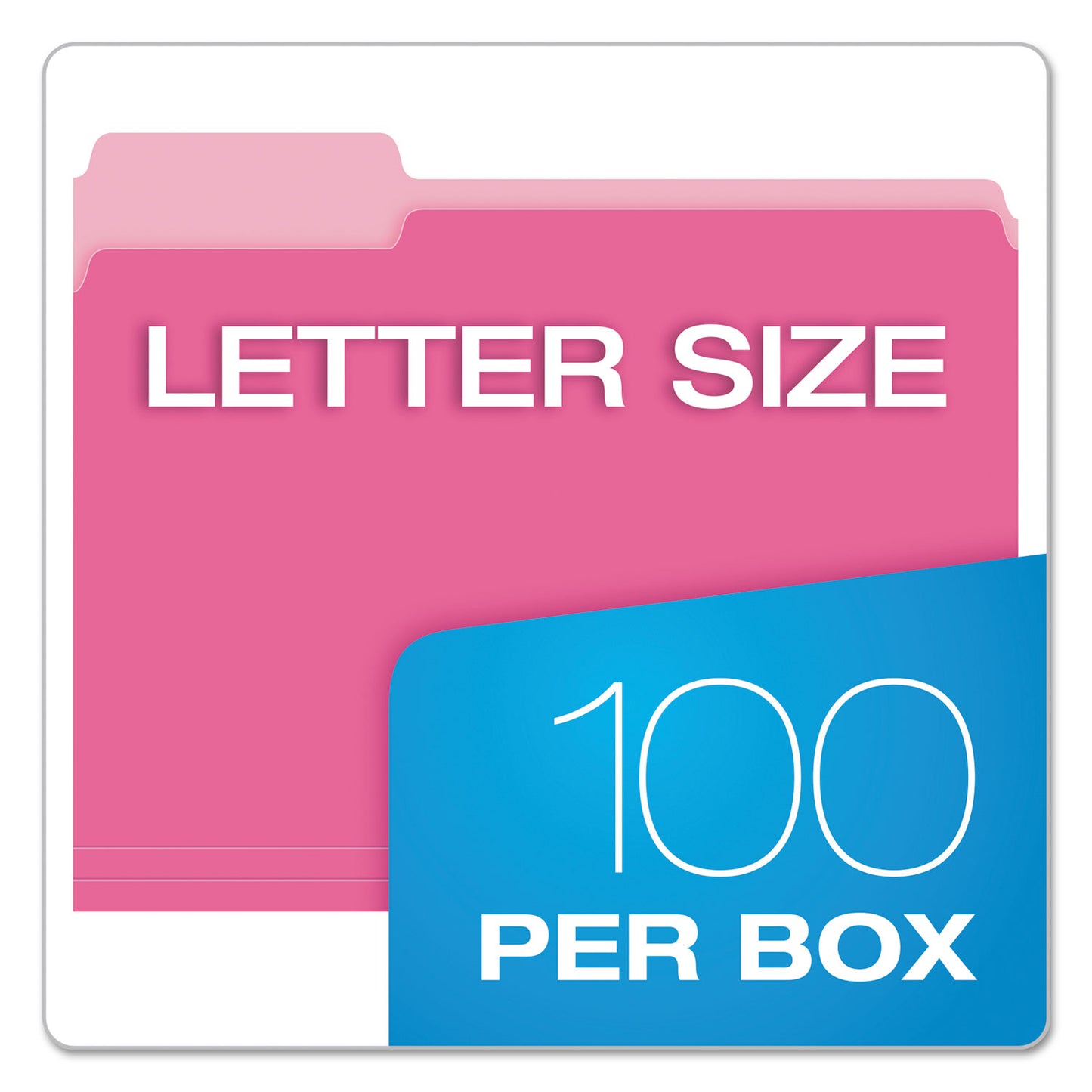 Pendaflex Colored File Folders, 1/3-Cut Tabs: Assorted, Letter Size, Pink/Light Pink, 100/Box (15213PIN)