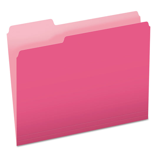 Pendaflex Colored File Folders, 1/3-Cut Tabs: Assorted, Letter Size, Pink/Light Pink, 100/Box (15213PIN)