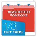 Pendaflex Colored File Folders, 1/3-Cut Tabs: Assorted, Letter Size, Red/Light Red, 100/Box (15213RED)