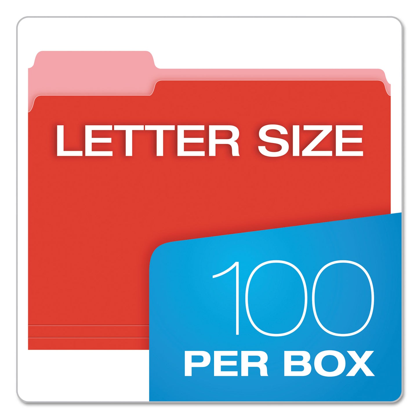 Pendaflex Colored File Folders, 1/3-Cut Tabs: Assorted, Letter Size, Red/Light Red, 100/Box (15213RED)