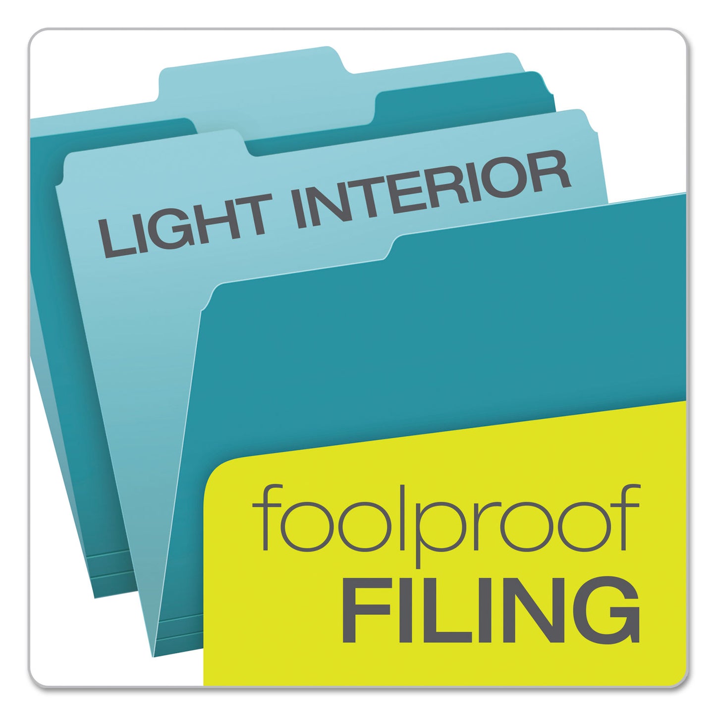Pendaflex Colored File Folders, 1/3-Cut Tabs: Assorted, Letter Size, Teal/Light Teal, 100/Box (15213TEA)