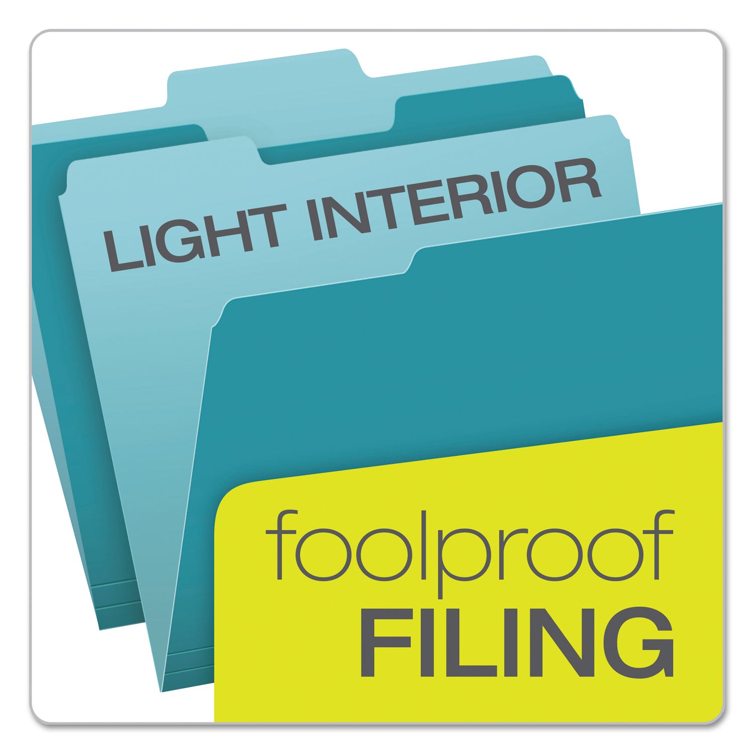 Pendaflex Colored File Folders, 1/3-Cut Tabs: Assorted, Letter Size, Teal/Light Teal, 100/Box (15213TEA)