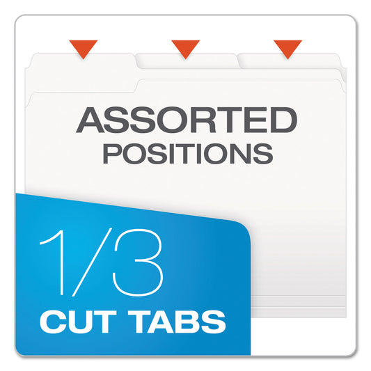 Pendaflex Colored File Folders, 1/3-Cut Tabs: Assorted, Letter Size, White, 100/Box (15213WHI)