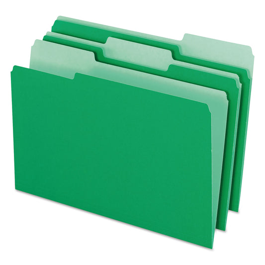 Pendaflex Colored File Folders, 1/3-Cut Tabs: Assorted, Legal Size, Green/Light Green, 100/Box (15313BGR)