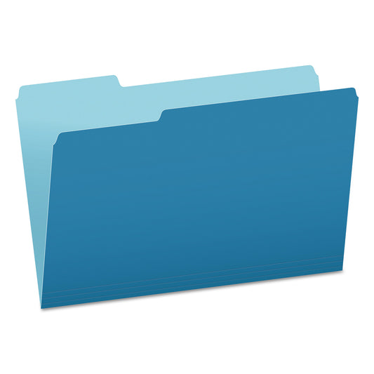 Pendaflex Colored File Folders, 1/3-Cut Tabs: Assorted, Legal Size, Blue/Light Blue, 100/Box (15313BLU)