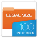 Pendaflex Colored File Folders, 1/3-Cut Tabs: Assorted, Legal Size, Orange/Light Orange, 100/Box (15313ORA)