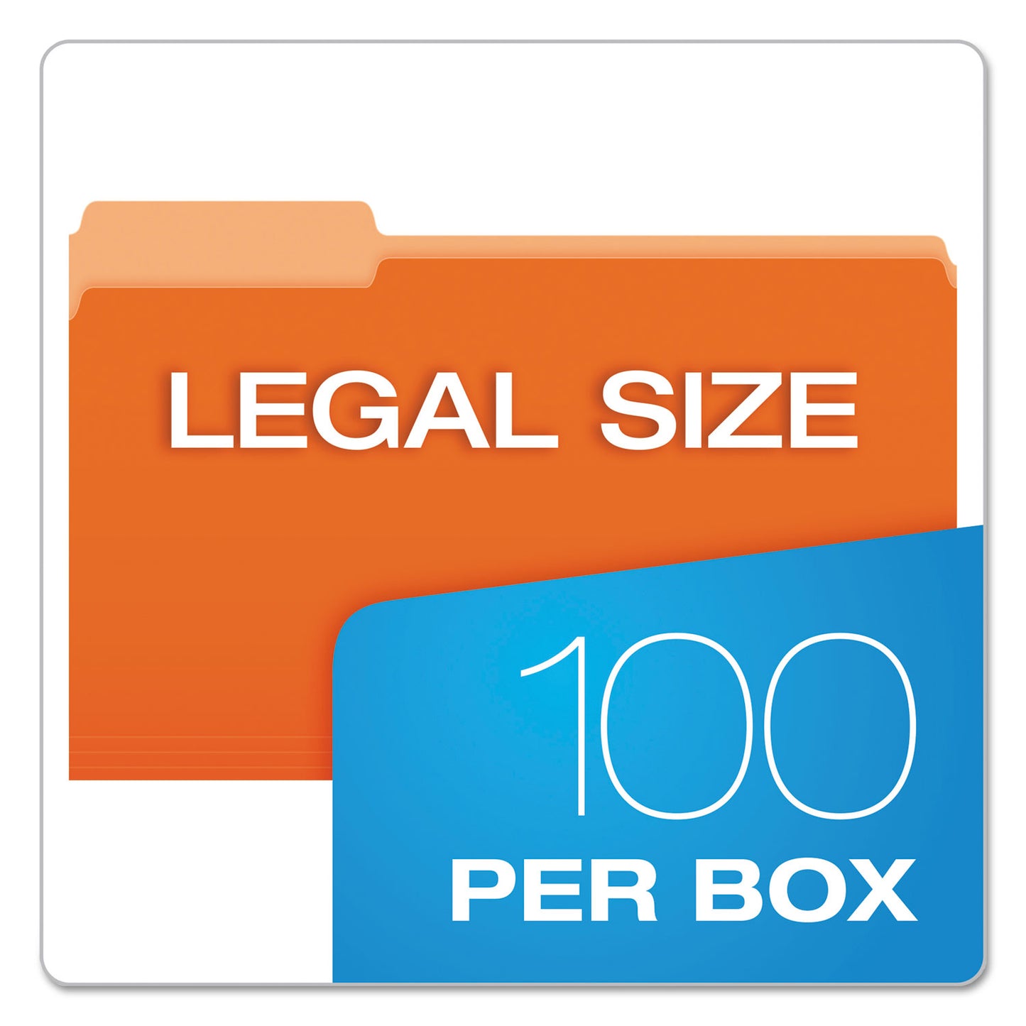 Pendaflex Colored File Folders, 1/3-Cut Tabs: Assorted, Legal Size, Orange/Light Orange, 100/Box (15313ORA)