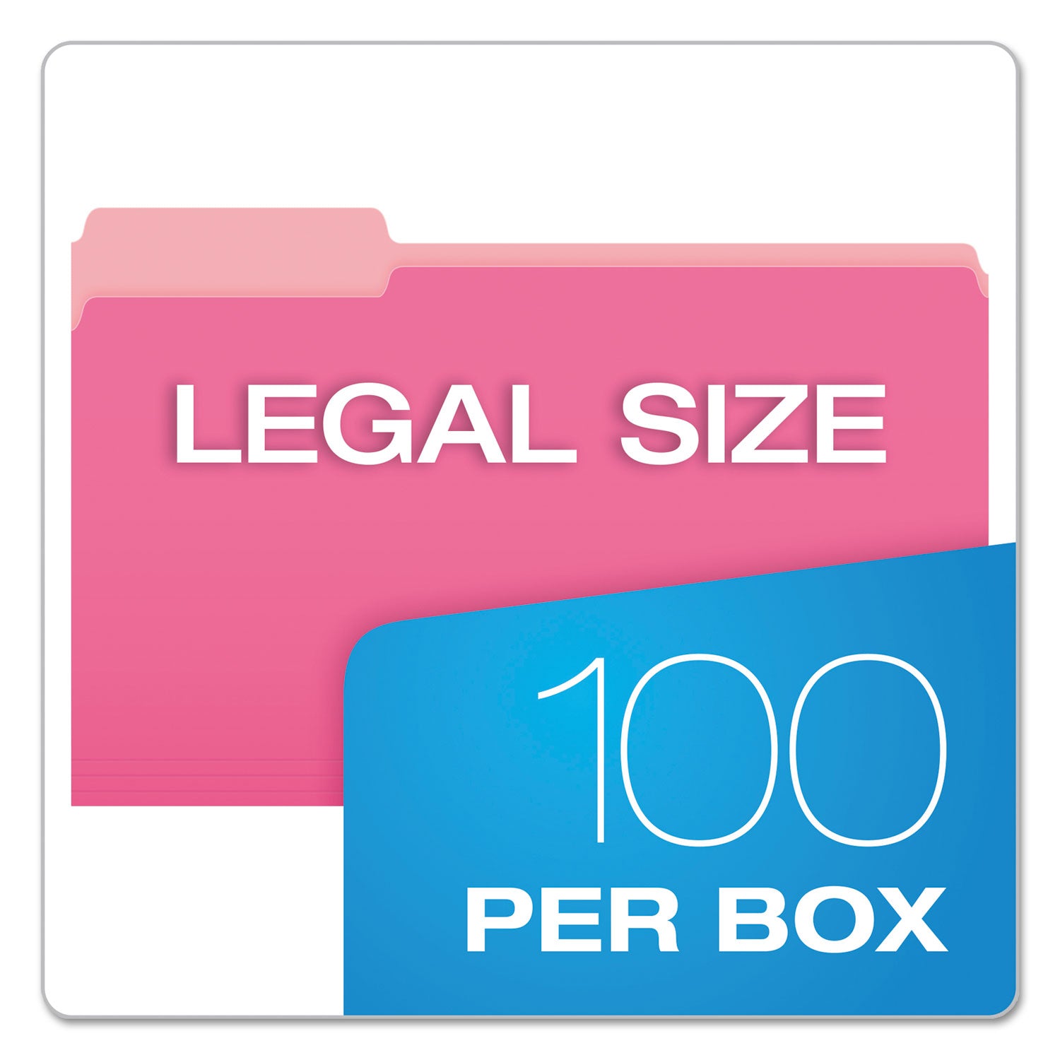 Pendaflex Colored File Folders, 1/3-Cut Tabs: Assorted, Legal Size, Pink/Light Pink, 100/Box (15313PIN)