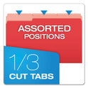 Pendaflex Colored File Folders, 1/3-Cut Tabs: Assorted, Legal Size, Red/Light Red, 100/Box (15313RED)