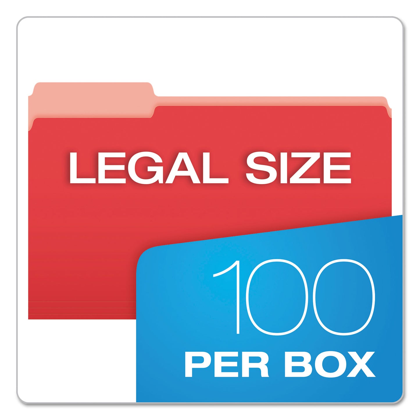 Pendaflex Colored File Folders, 1/3-Cut Tabs: Assorted, Legal Size, Red/Light Red, 100/Box (15313RED)