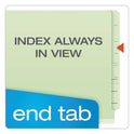 Pendaflex End Tab Classification Folders, 2" Expansion, 1 Divider, 4 Fasteners, Legal Size, Pale Green Exterior, 10/Box (23314)