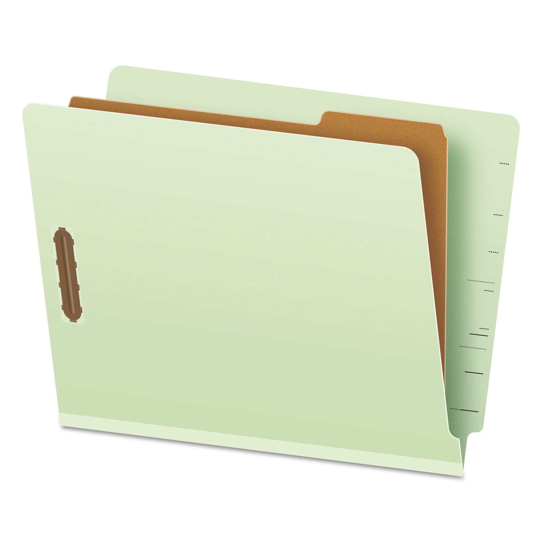 Pendaflex End Tab Classification Folders, 1.75" Expansion, 1 Divider, 4 Fasteners, Letter Size, Pale Green Exterior, 10/Box (23214)