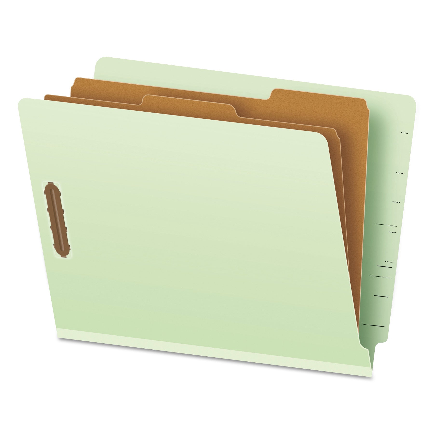 Pendaflex End Tab Classification Folders, 2.5" Expansion, 2 Dividers, 6 Fasteners, Letter Size, Pale Green Exterior, 10/Box (23224)