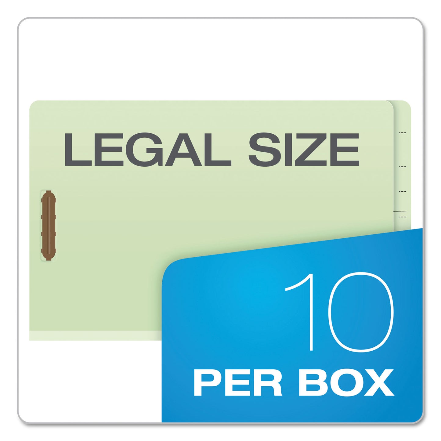 Pendaflex End Tab Classification Folders, 2" Expansion, 1 Divider, 4 Fasteners, Legal Size, Pale Green Exterior, 10/Box (23314)