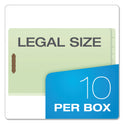 Pendaflex End Tab Classification Folders, 2" Expansion, 2 Dividers, 6 Fasteners, Legal Size, Pale Green Exterior, 10/Box (23324)