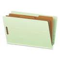 Pendaflex End Tab Classification Folders, 2" Expansion, 2 Dividers, 6 Fasteners, Legal Size, Pale Green Exterior, 10/Box (23324)
