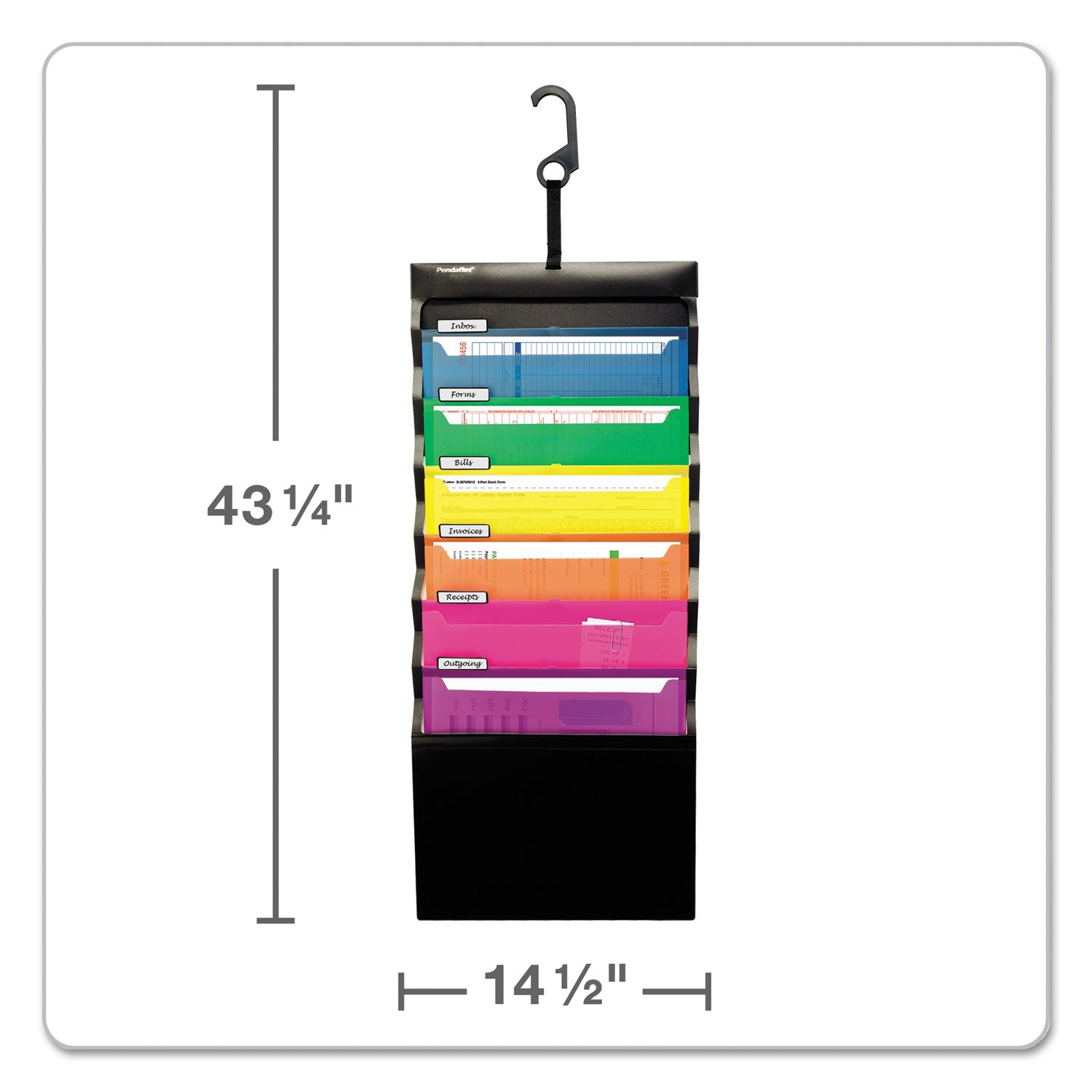 Pendaflex Desk Free Hanging Organizer With Case, 1" Expansion, 6 Sections, Buckle Closure, Letter Size, Black (52891)