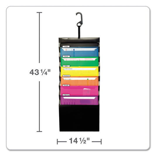 Pendaflex Desk Free Hanging Organizer With Case, 1" Expansion, 6 Sections, Buckle Closure, Letter Size, Black (52891)