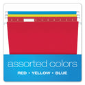 Pendaflex Colored Hanging Folders, Letter Size, 1/5-Cut Tabs, Three-Color Assortment, 25/Box (81612)