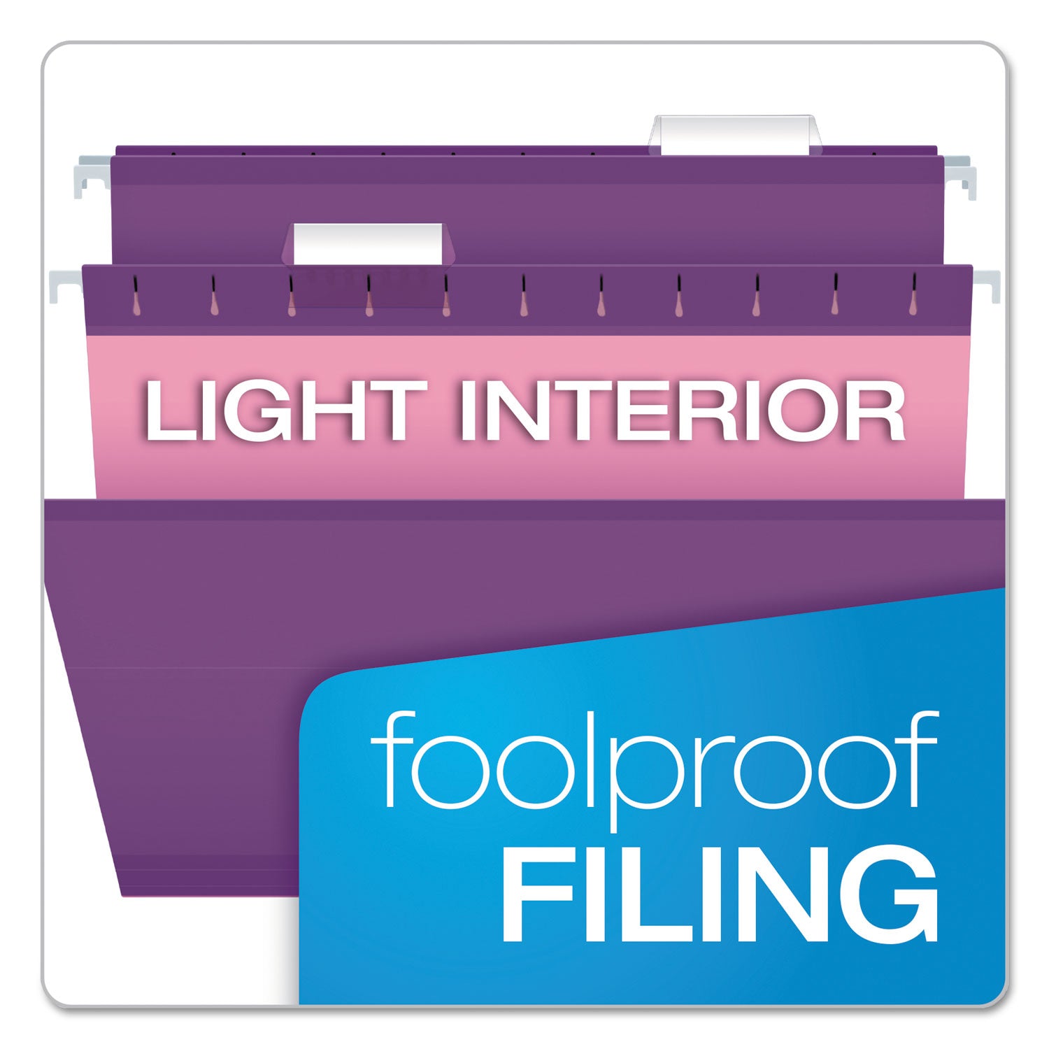 Pendaflex Colored Reinforced Hanging Folders, Letter Size, 1/5-Cut Tabs, Violet, 25/Box (415215VIO)