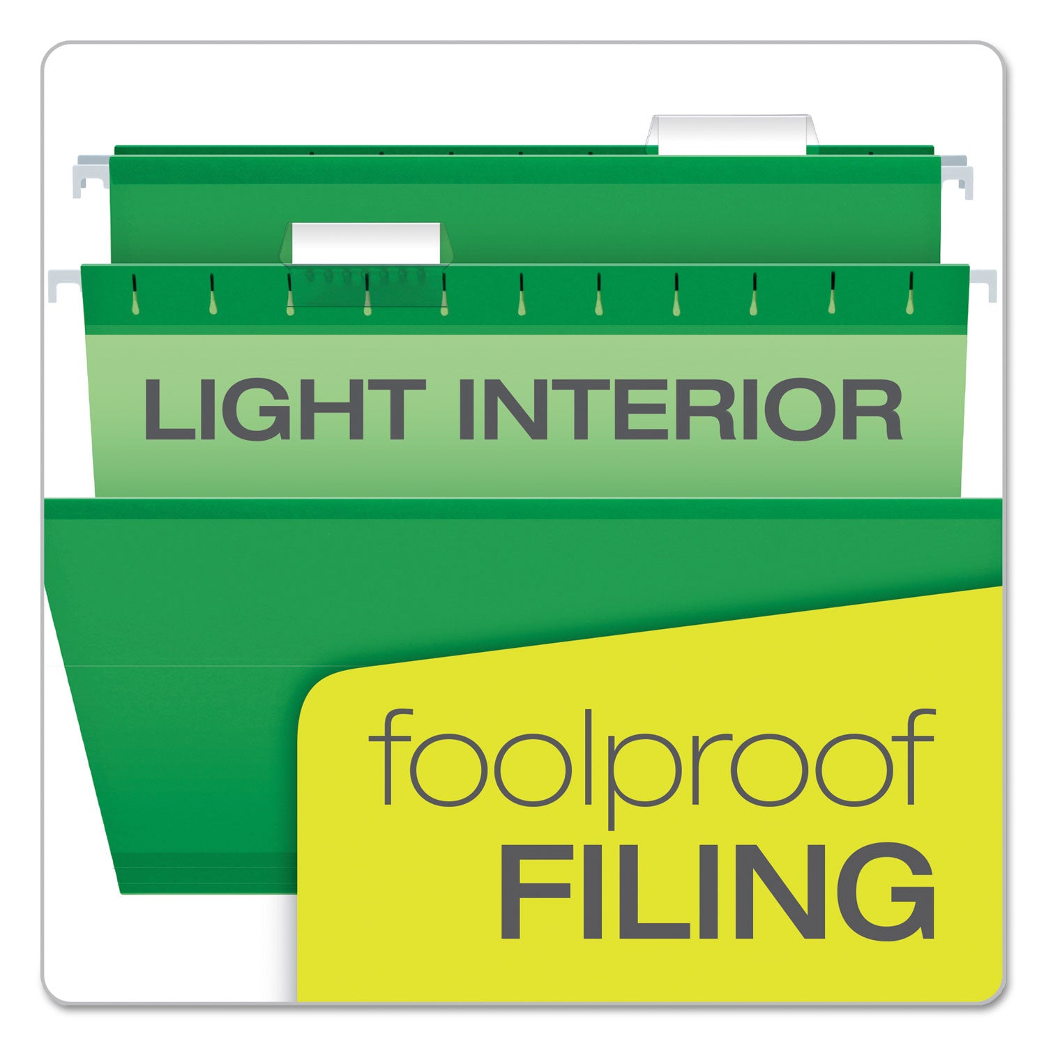 Pendaflex Colored Reinforced Hanging Folders, Legal Size, 1/5-Cut Tabs, Bright Green, 25/Box (415315BGR)