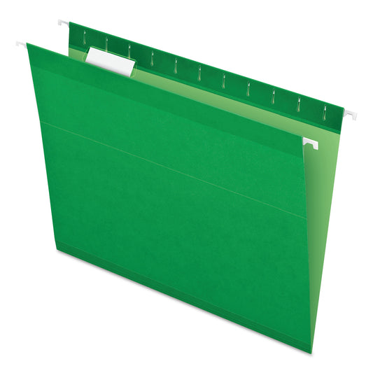 Pendaflex Colored Reinforced Hanging Folders, Letter Size, 1/5-Cut Tabs, Bright Green, 25/Box (415215BGR)