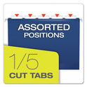 Pendaflex Colored Reinforced Hanging Folders, Letter Size, 1/5-Cut Tabs, Navy, 25/Box (415215NAV)