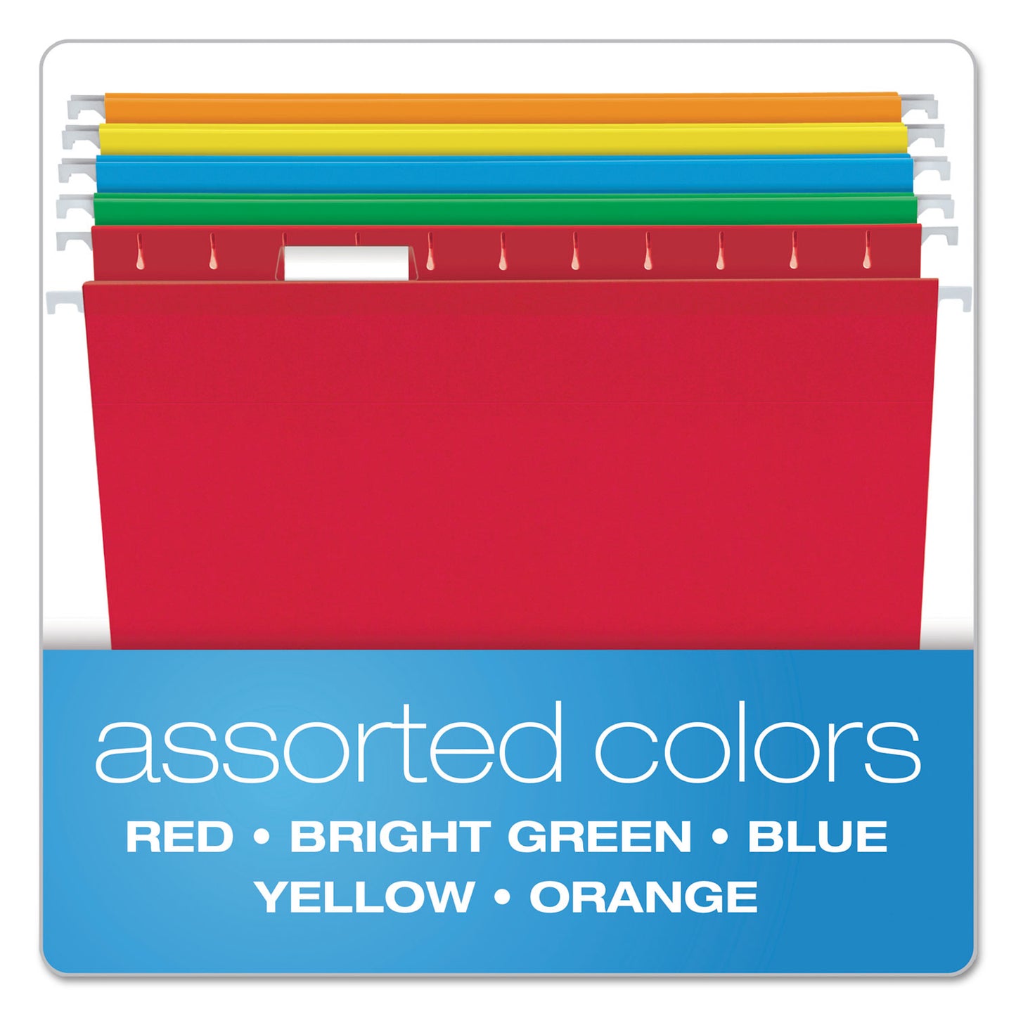 Pendaflex Colored Reinforced Hanging Folders, Legal Size, 1/5-Cut Tabs, Assorted Colors, 25/Box (415315ASST)