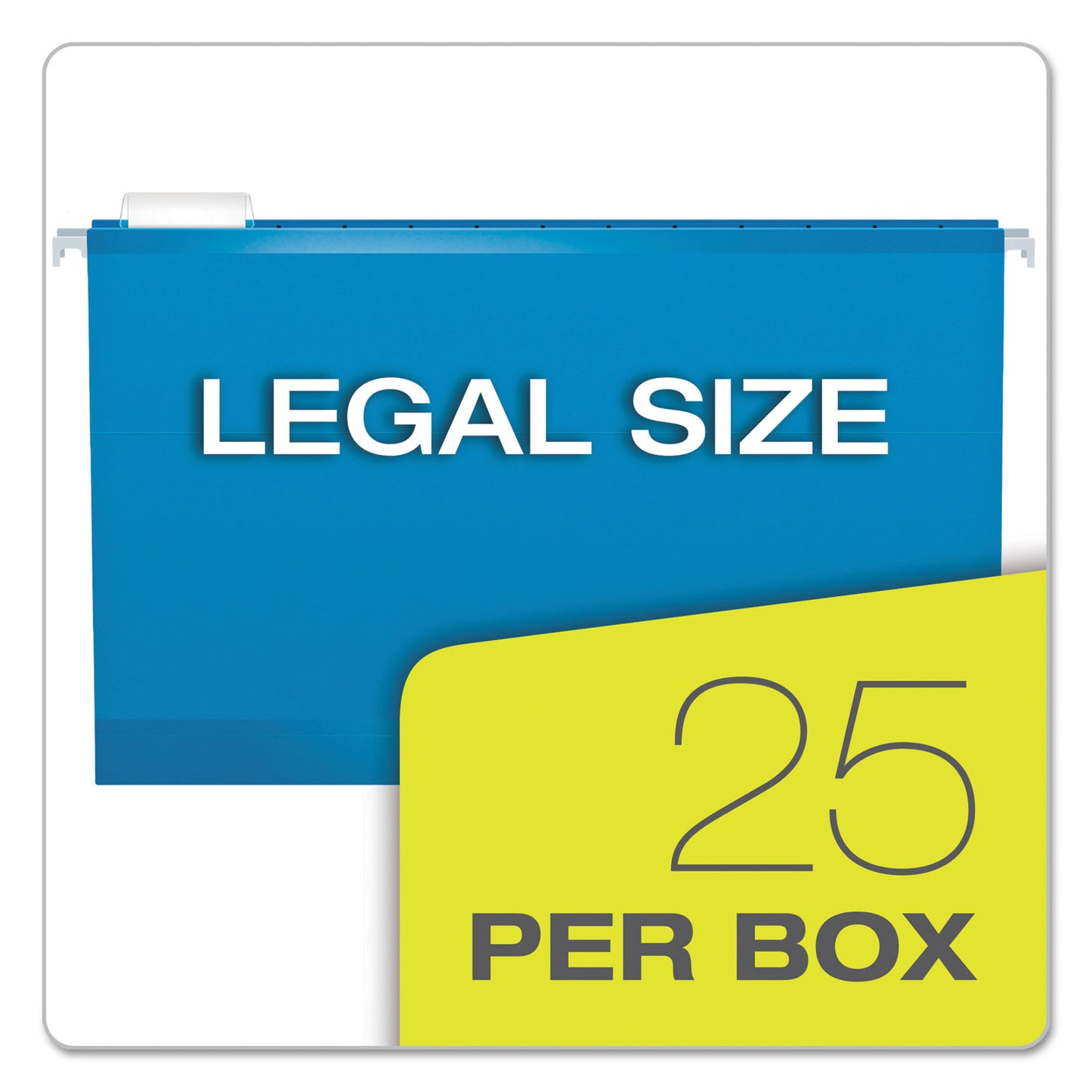 Pendaflex Colored Reinforced Hanging Folders, Legal Size, 1/5-Cut Tabs, Blue, 25/Box (415315BLU)